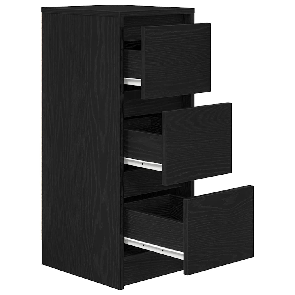 Credenza Rovere Nero 29,5x34x76 cm in Legno Multistrato 861635