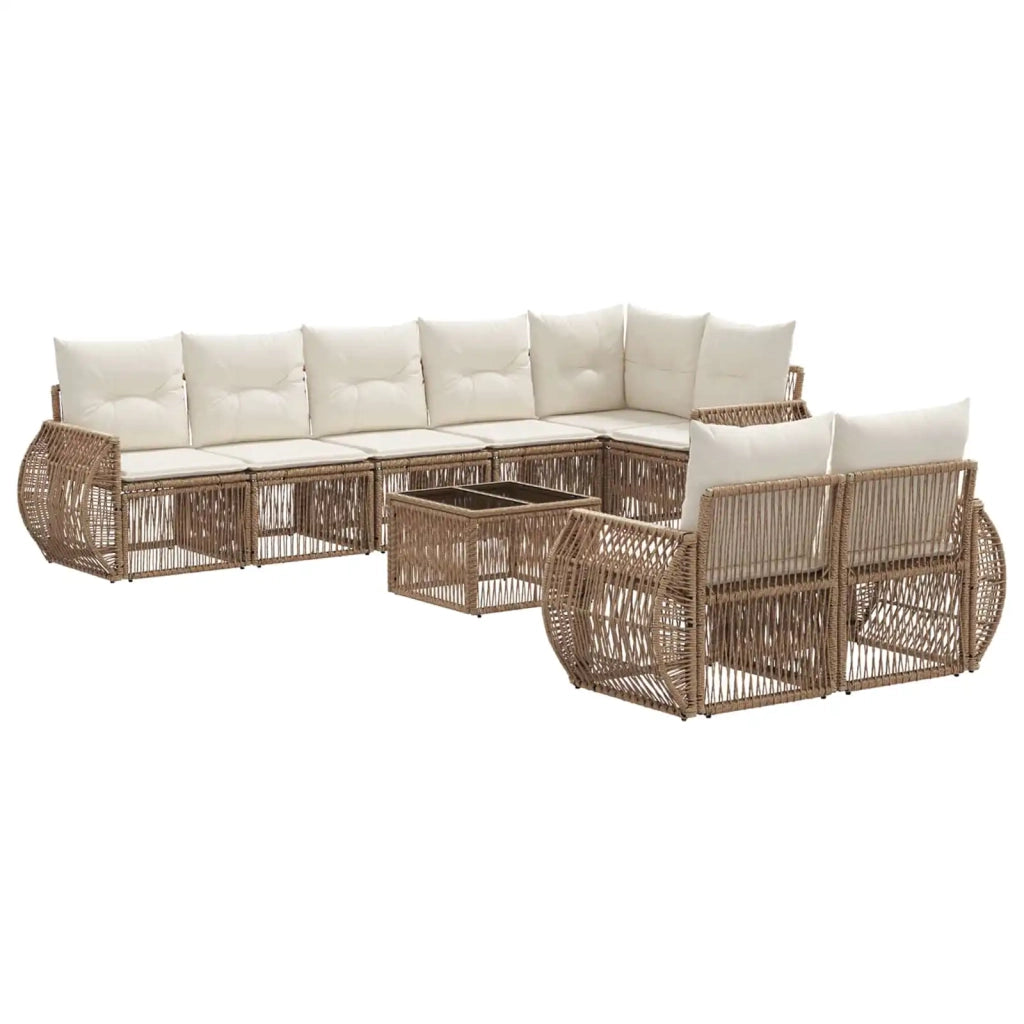 Set Divano da Giardino 9 pcs Beige e Bianco Crema polyrattan 3435483
