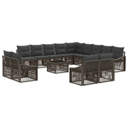 Set Divano da Giardino 14 pcs Grigio polyrattan