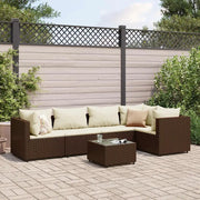vidaXL Set Mobili da Giardino 6pz con Cuscini in Polyrattan Marrone