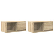 Set di 2 eleganti mobili porta TV a parete 60 x 31 x 25,5 cm con ampio spazio contenitivo realizzati in legno composito di rovere Sonoma 02_0051631