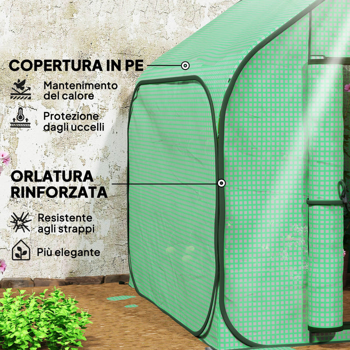 Serra a Casetta Pieghevole 150x148x148 cm con Ingresso a Cerniera Verde