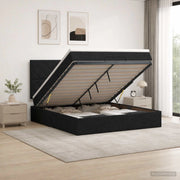 Letto ottomano con materasso Nero 140 x 200 cm Tessuto 3457579
