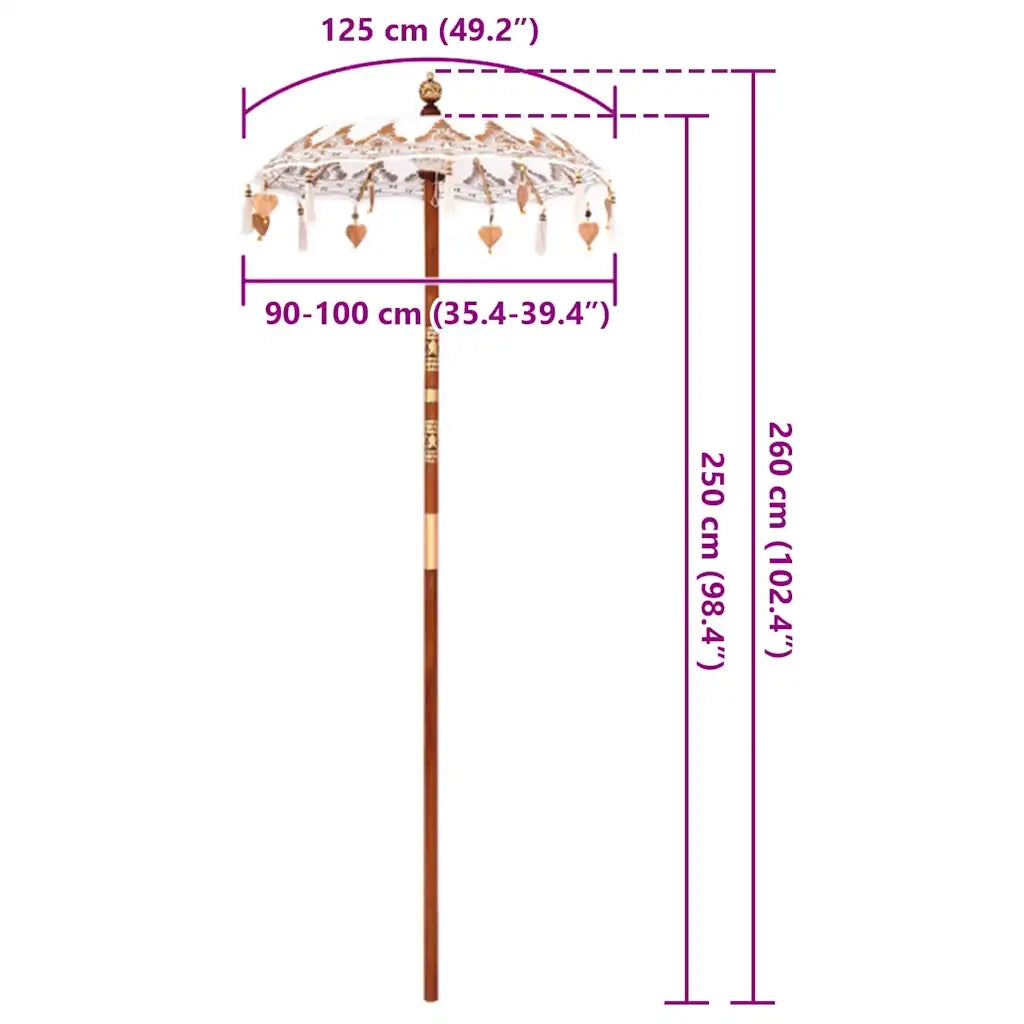 vidaXL Parasol Balinese Crema (90-100) x 260 cm