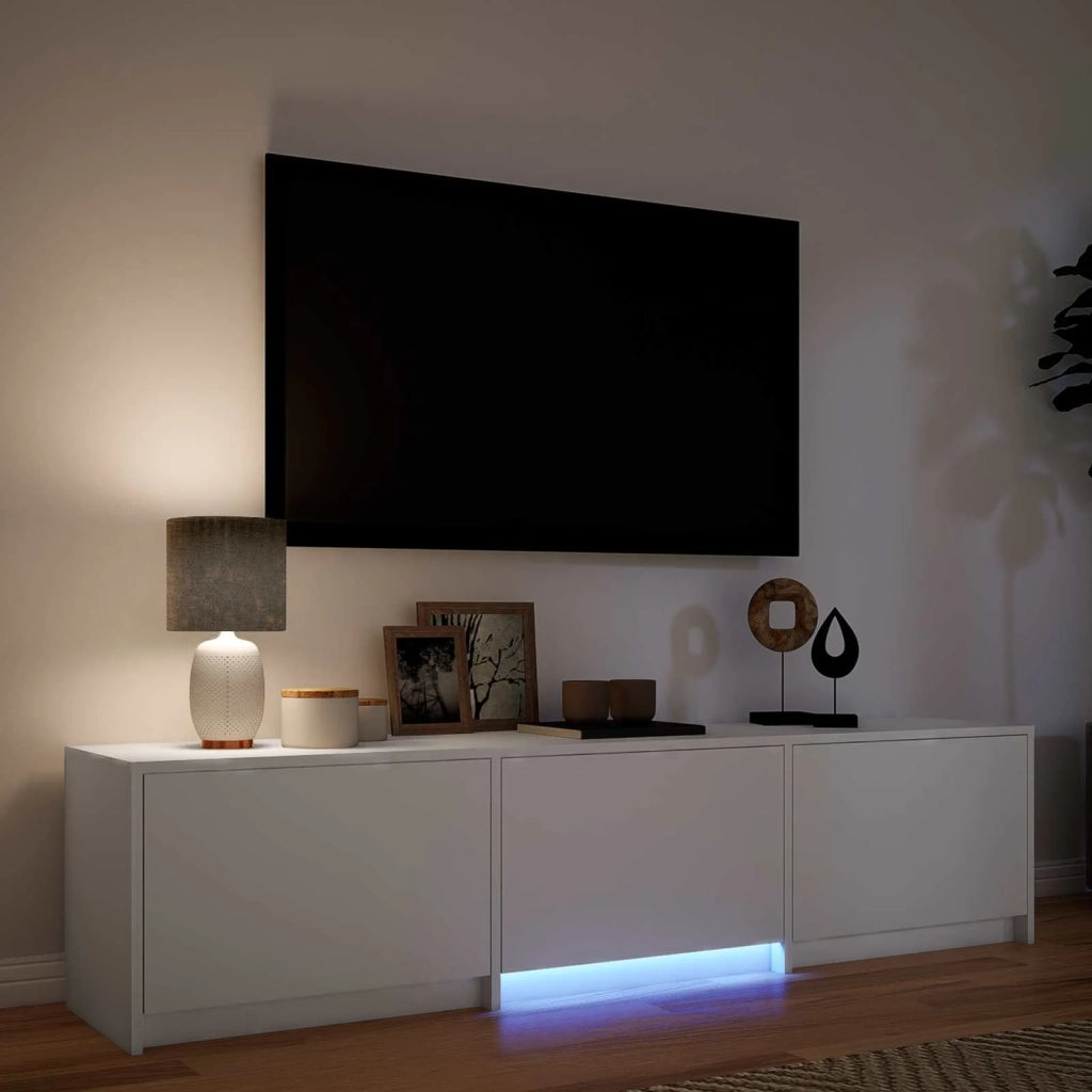 Mobile TV con LED Bianco 165 x 34 x 40 cm Legno ingegnerizzato