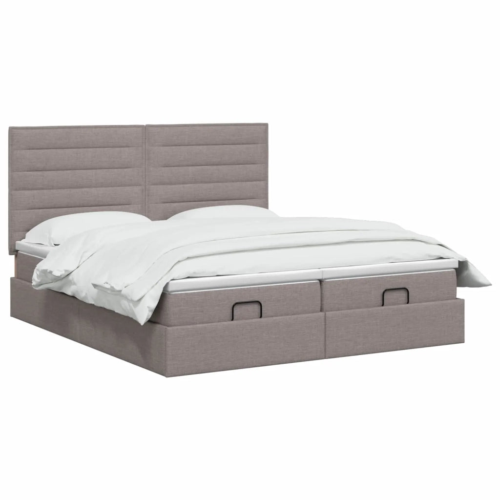 Letto ottomano con materasso con testiera 2 pz Tortora Tessuto 3457838