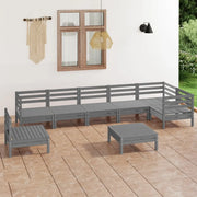 Set Divani da Giardino 8 pz in Legno Massello di Pino Grigio cod mxl 36578