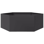 Fioriera/aiuola esagonale per piante fiori patio o giardino 138 x 120 x 45 cm acciaio nero 02_0038638