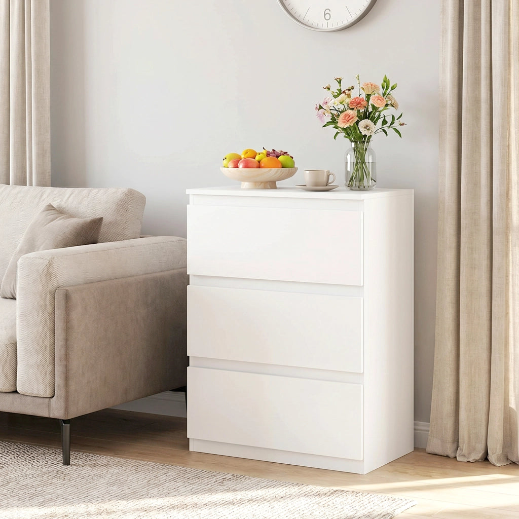 Cassettiera moderna 3 cassetti ¨C Xylo ¨C bianco per camera da letto