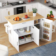 Grande tavolo da cucina mobile - Xylo - 132,5x44x90 cm - Finitura quercia - Piano di lavoro pieghevole