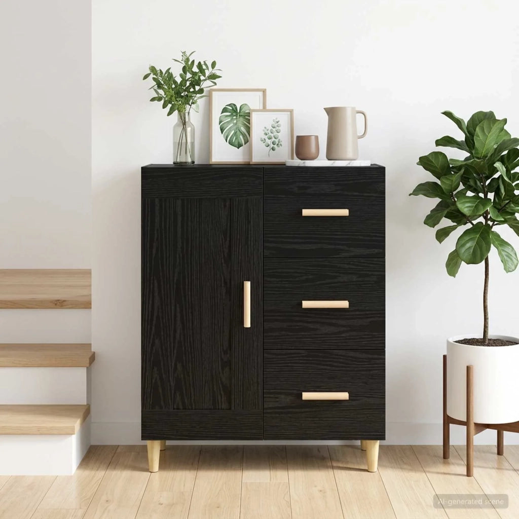 Credenza Rovere Nero 69,5 x 34 x 90 cm Legno ingegnerizzato 8009843