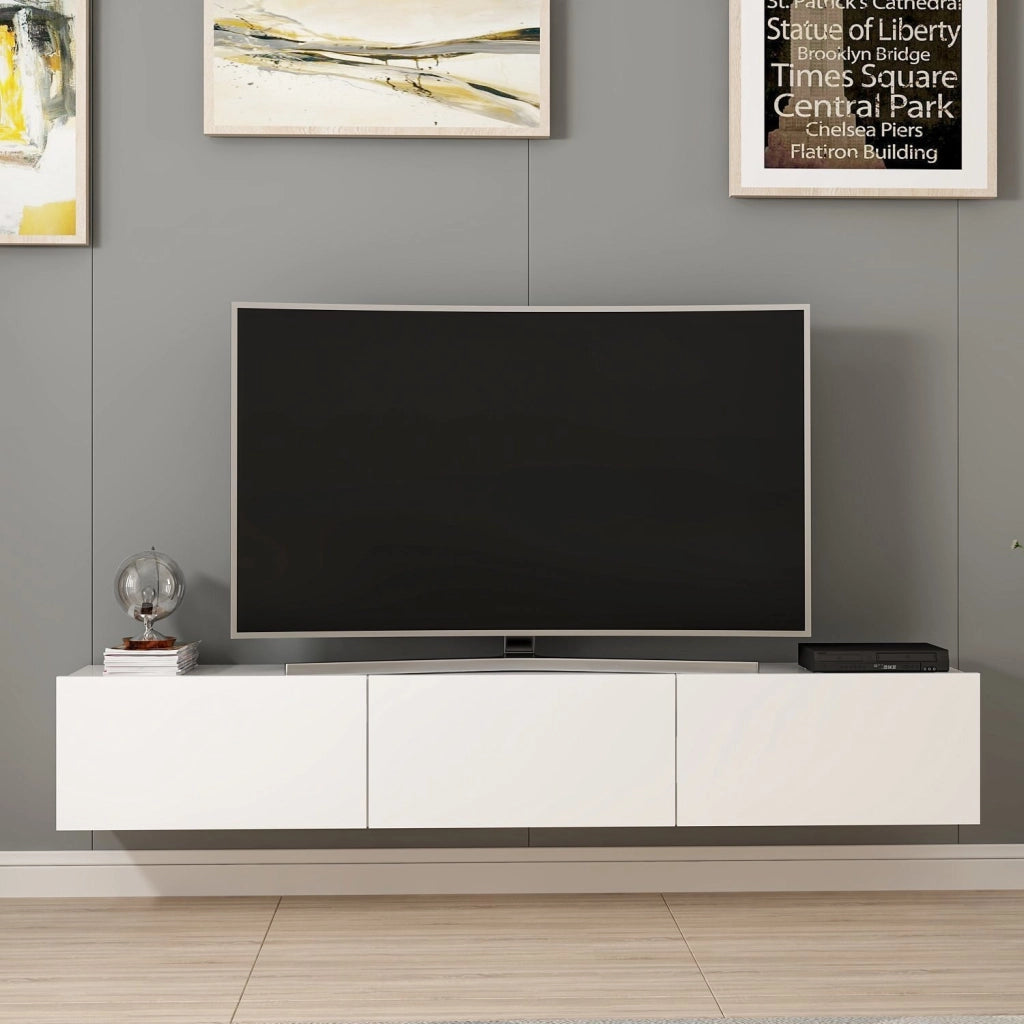 Mobile TV sospeso in legno "Rigel" - 180 x 32 x 30 cm - Bianco
