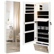 Mobiletto portagioielli da parete con specchio a figura intera 37 x 11 x 120 cm spazio di archiviazione ottimizzato design moderno in MDF bianco 20_0010336