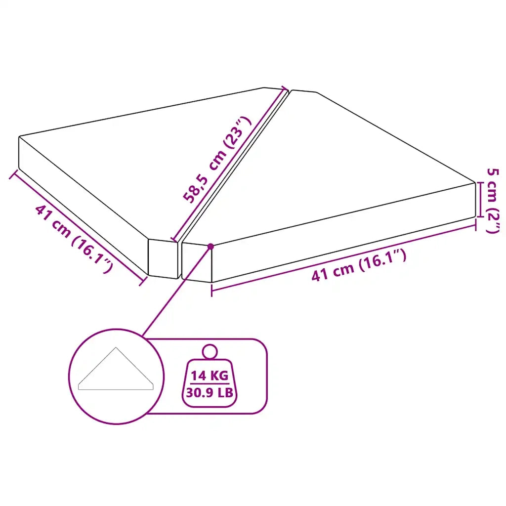 vidaXL Piastre per Parasole 2 pz in Granito Triangolare 14 kg Grigio