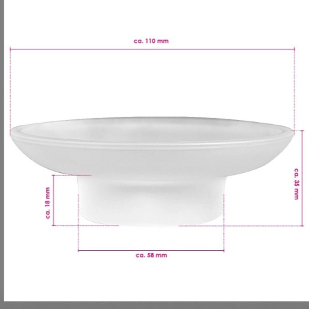 Trade Shop - Piattino Ricambio Porta Sapone In Vetro Satinato 11cm Bagno Accessori -