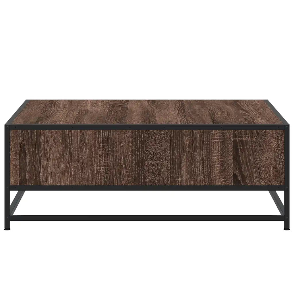 Tavolino Rovere Marrone 80x80x30 cm in Truciolato e Metallo