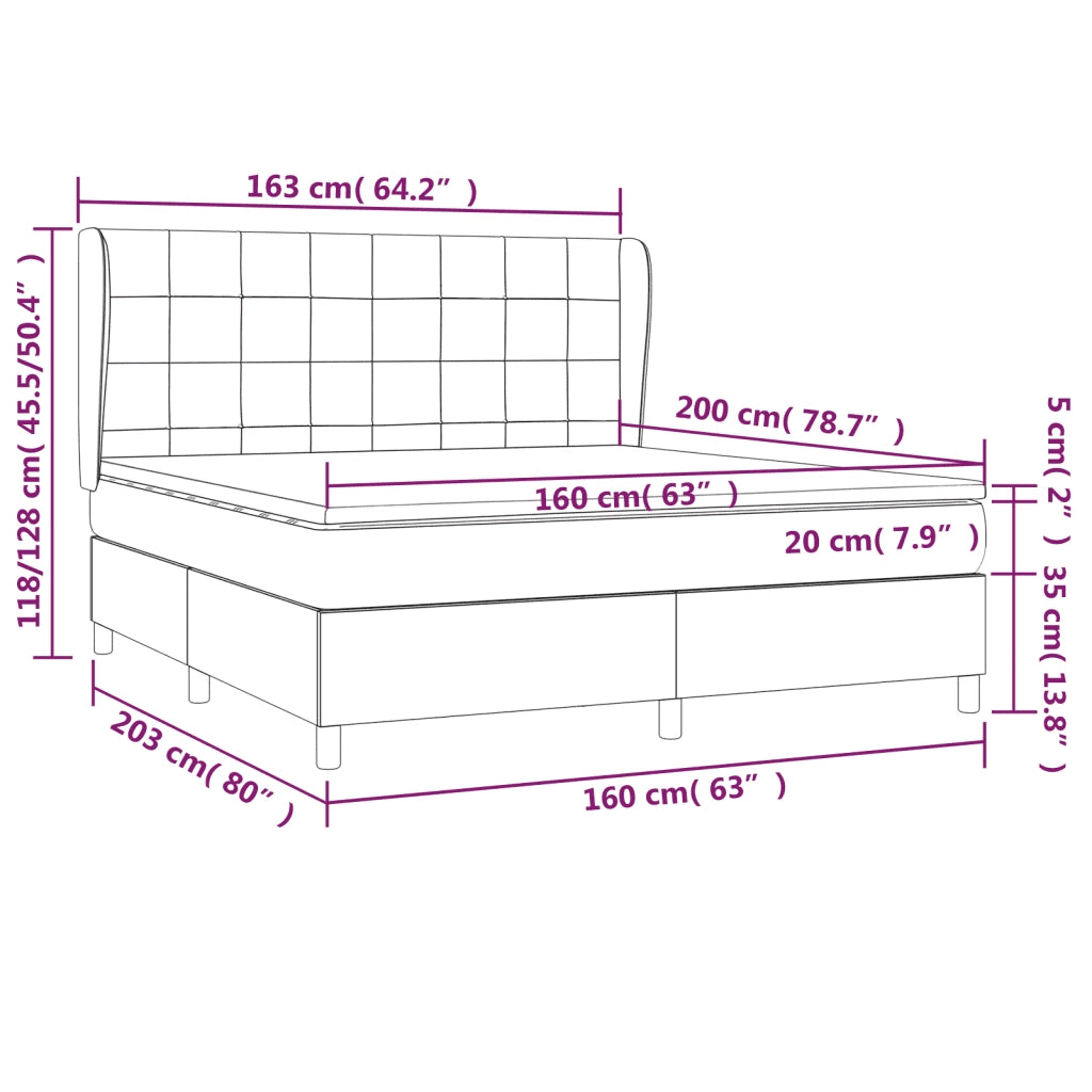 Giroletto a Molle con Materasso Tortora 160x200 cm in Tessuto