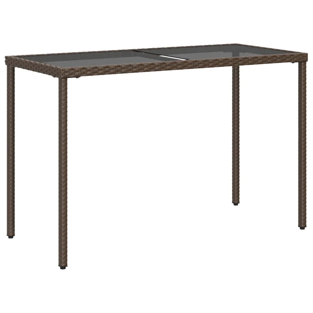 Tavolo Giardino con Piano Vetro Marrone 115x54x74 cm Polyrattan 365074