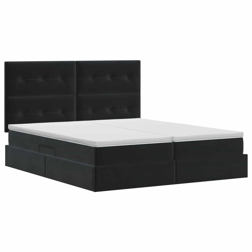 Letto con Contenitore con testiera Nero 200 x 200 cm Velluto 3459833