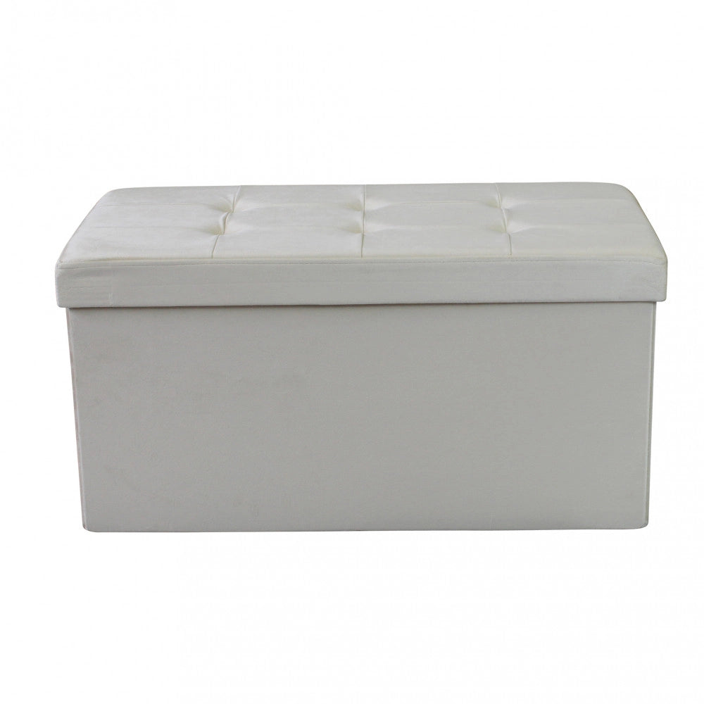 POUF CONTENITORE RETTANGOLARE IN VELLUTO BEIG