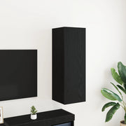 Mobile TV da parete  Nero Rovere 30,5x30x90 cm in legno ingegnerizzato