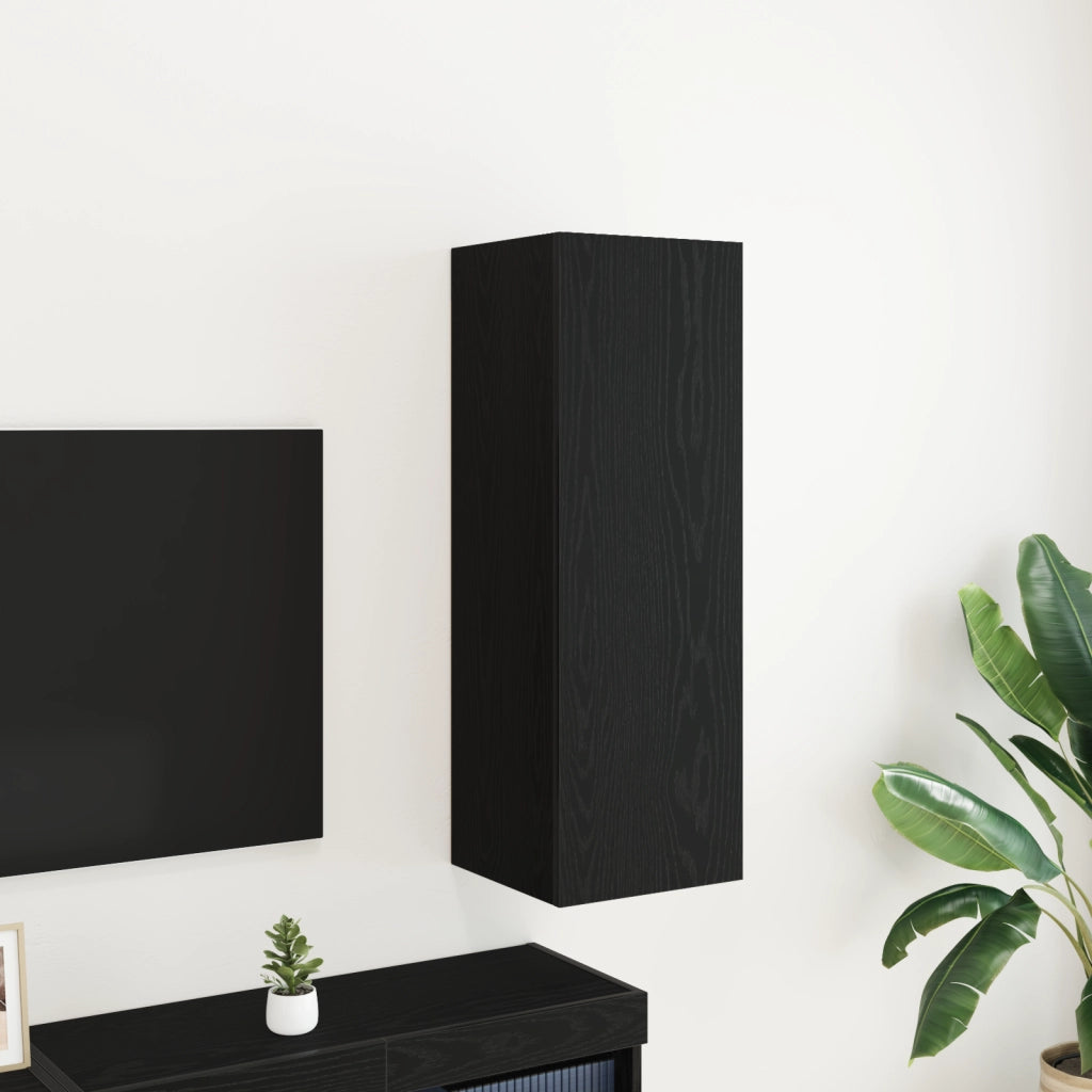 Mobile TV da parete  Nero Rovere 30,5x30x90 cm in legno ingegnerizzato