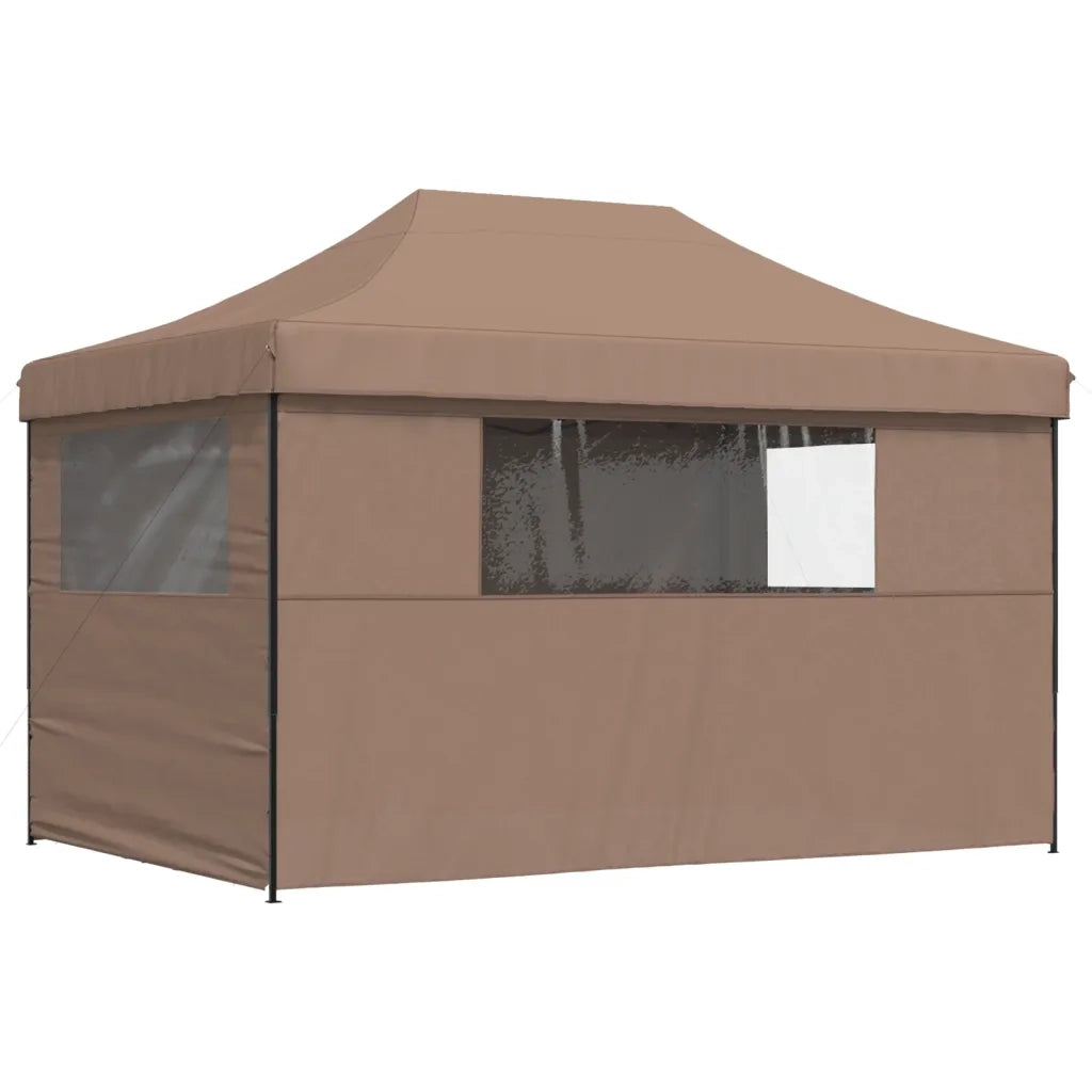 Tendone per Feste Pieghevole Pop-Up con 4 Pareti Marrone 4005028