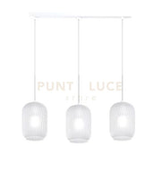 SOSPENSIONE BIANCO 3 LUCI RETTANGOLARE VETRI TRASPARENTE 1181BI-S3 R-TR