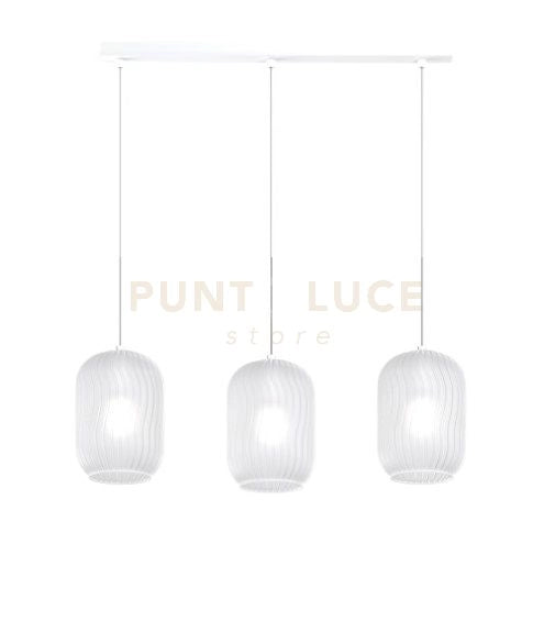 SOSPENSIONE BIANCO 3 LUCI RETTANGOLARE VETRI TRASPARENTE 1181BI-S3 R-TR
