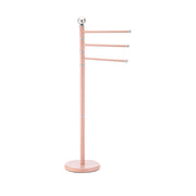 Piantana Bagno Porta Asciugamani Acciaio Smaltato Base Decorata 3Braccia Rosa