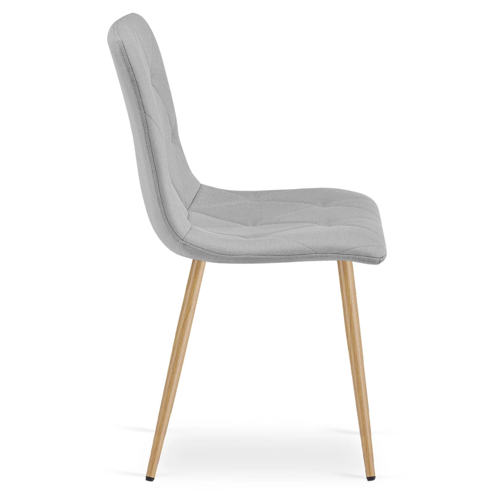 Set di 2 sedie Libra in tessuto grigio chiaro con gambe effetto legno