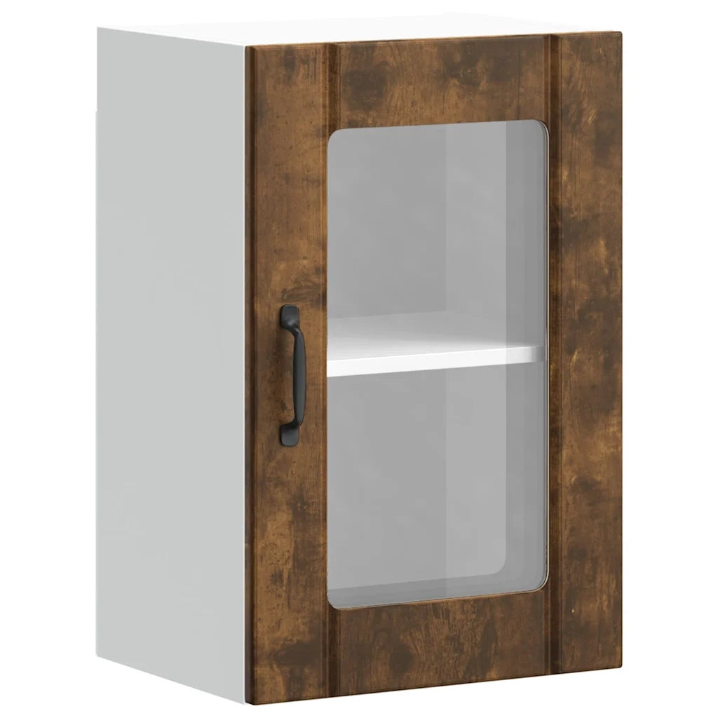 Pensile da Cucina con Porta in Vetro-Mobile Cucina da Parete Lucca Rovere Fumo 291136