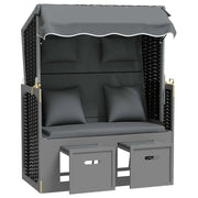 Strandkorb Cuscini Polyrattan e Legno Massello Antracite e Nero CFW9415065