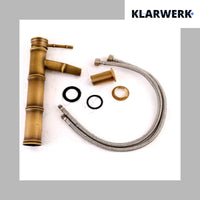 YURI | Rubinetto per bagno a cascata in bambù alto in ottone dorato | in acciaio inox per lavelli alti | Miscelatore giapponese 2 attacchi