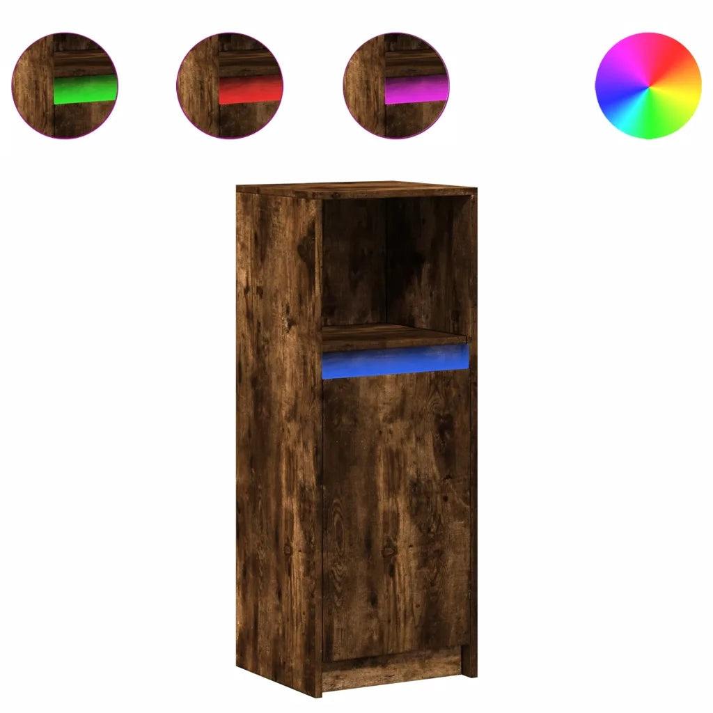 Credenza con LED Rovere Fumo 38x34x100 cm in Legno Multistrato