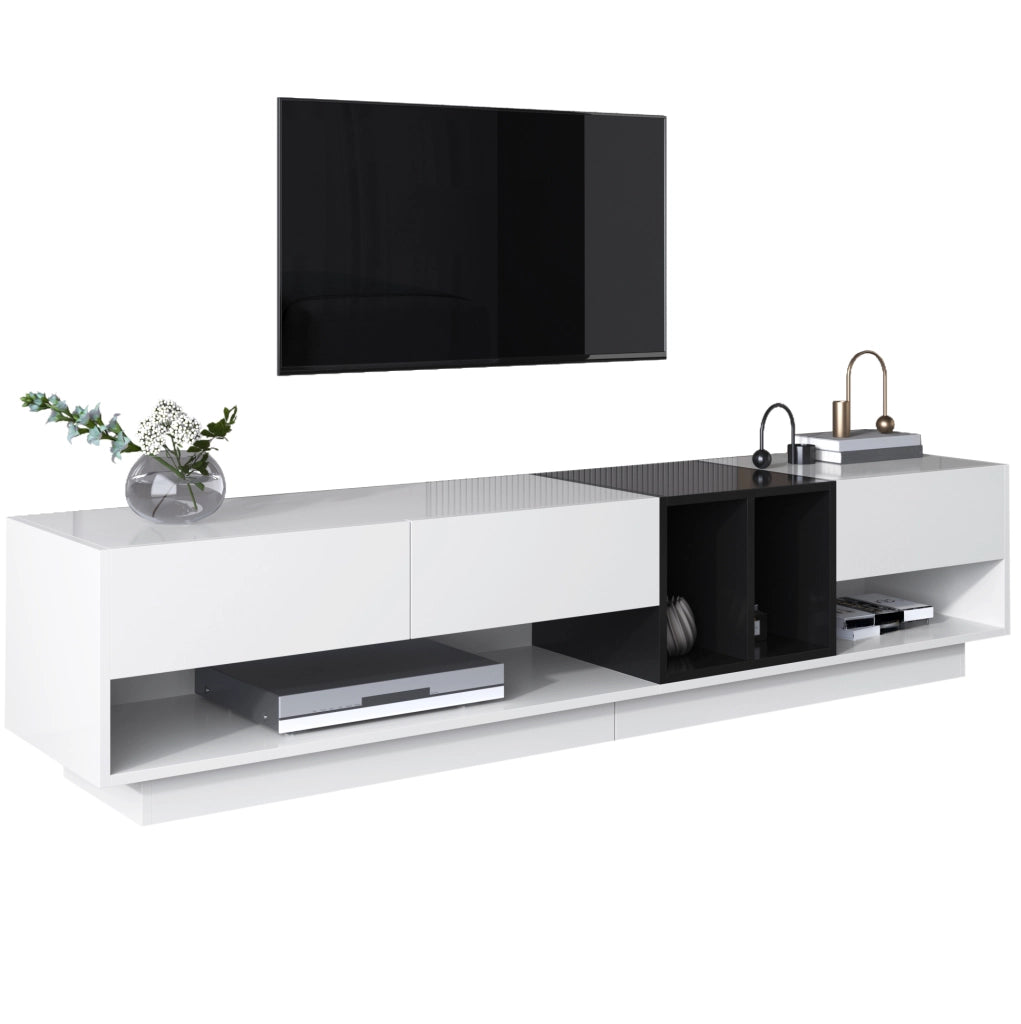 mobile TV 190 cm bianco e nero – 3 cassetti e 2 vani