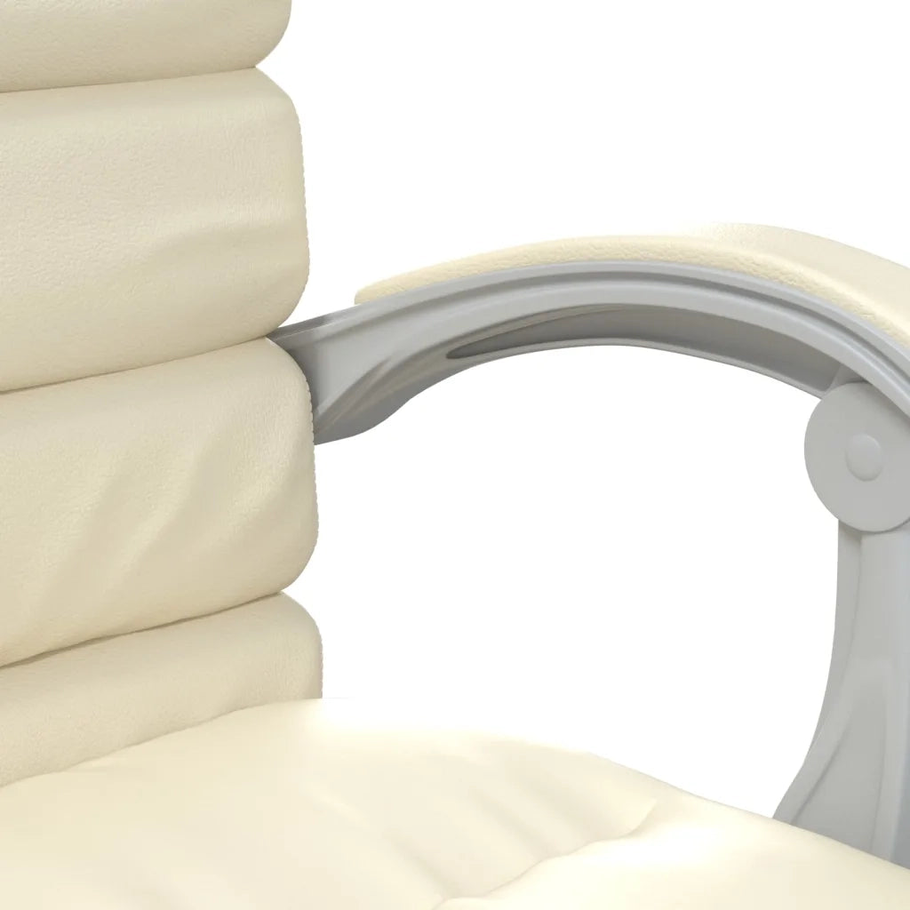 Poltrona da Ufficio Massaggiante Reclinabile Crema Similpelle cod mxl 20446