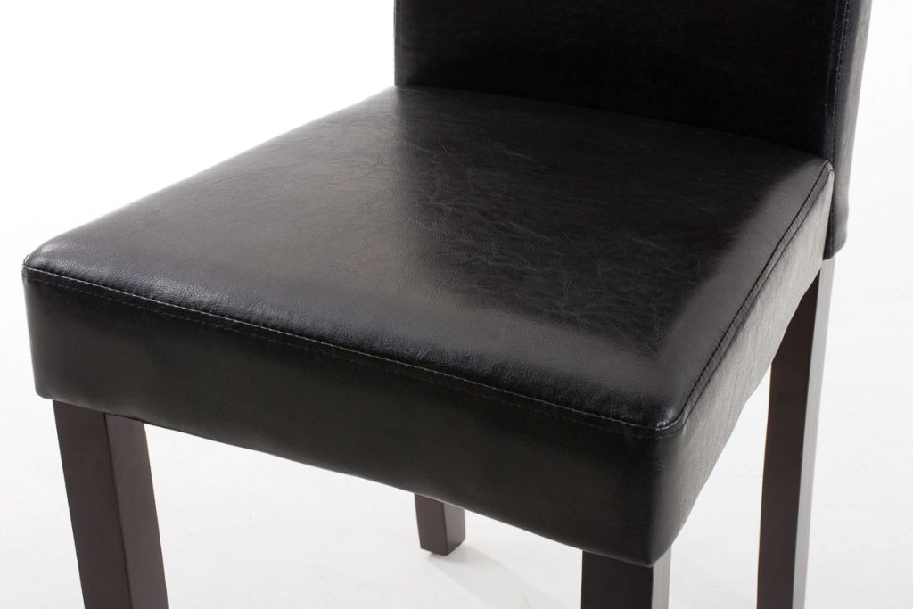 Sedia da pranzo Ina in similpelle nero,marrone scuro