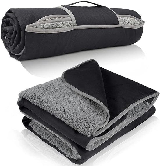 Borsa impermeabile per esterni - Resistente al vento - Tridimensionale - Calda e comoda - Ripiegabile - Adatta per campeggi, stadi, spiagge, pic nic, prati, concerti e auto - 150*200cm - Nero
