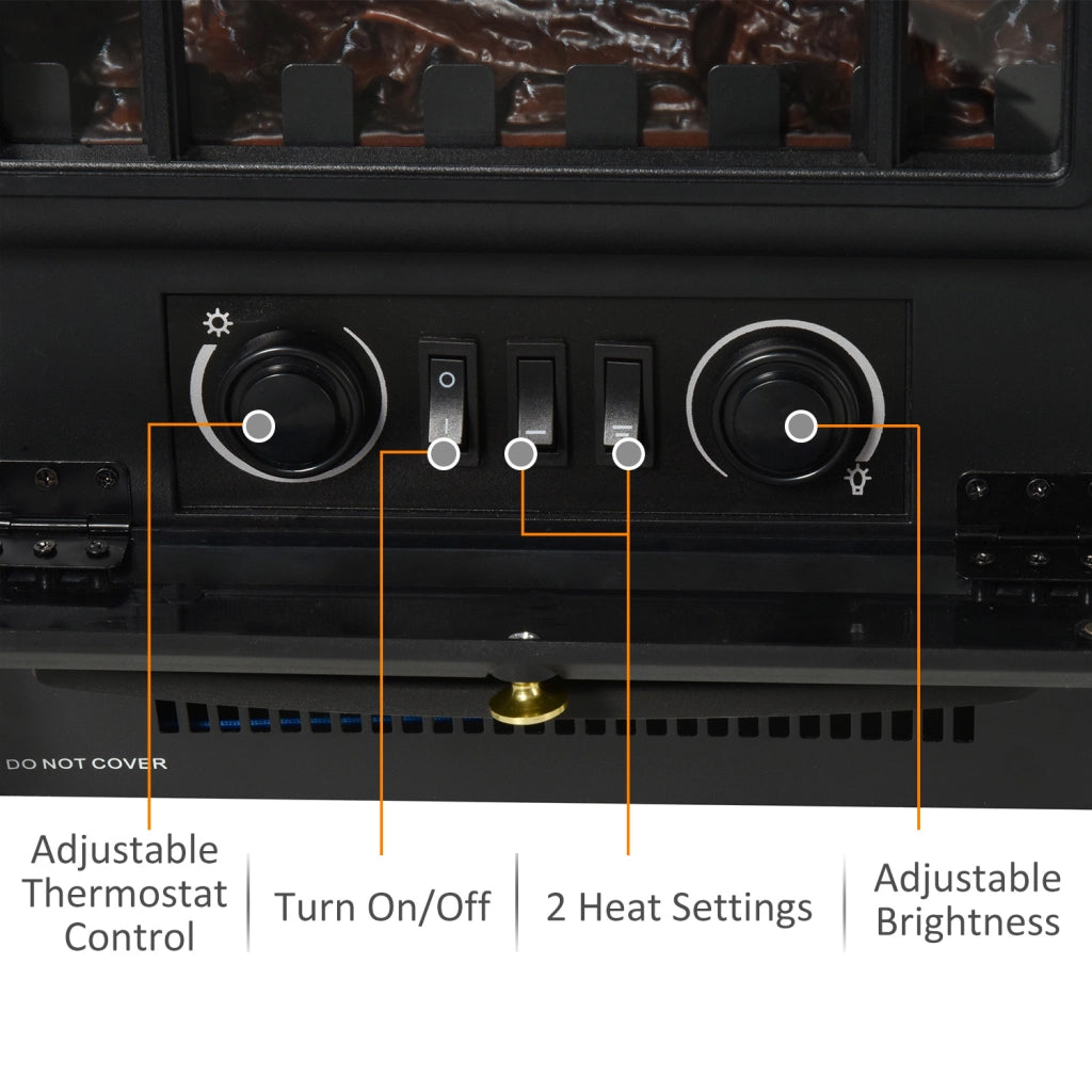 EasyComfort Camino Elettrico da Terra con Effetto Fiamma, Caminetto Elettrico 1000W /2000W con Protezione da Surriscaldamento e Termostato, in ABS e Vetro, 45x28x54cm, Nero