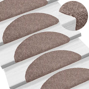 Tappetini per scale autoadesivi 30 pz 56x17x3 cm Marrone Chiaro semicircolari 3365679