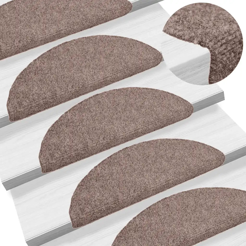 Tappetini per scale autoadesivi 30 pz 56x17x3 cm Marrone Chiaro semicircolari 3365679