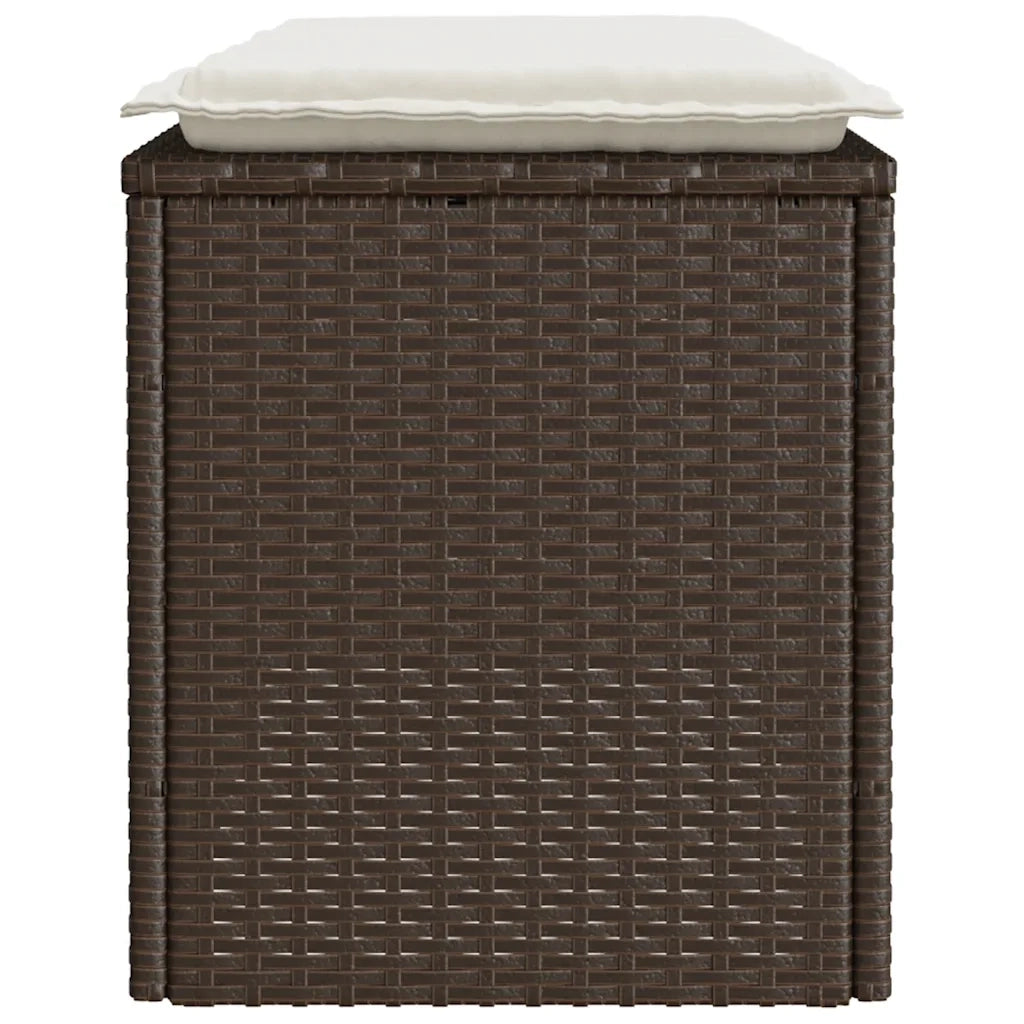 Panca da Giardino con Cuscino Marrone 110x40x44cm in Polyrattan