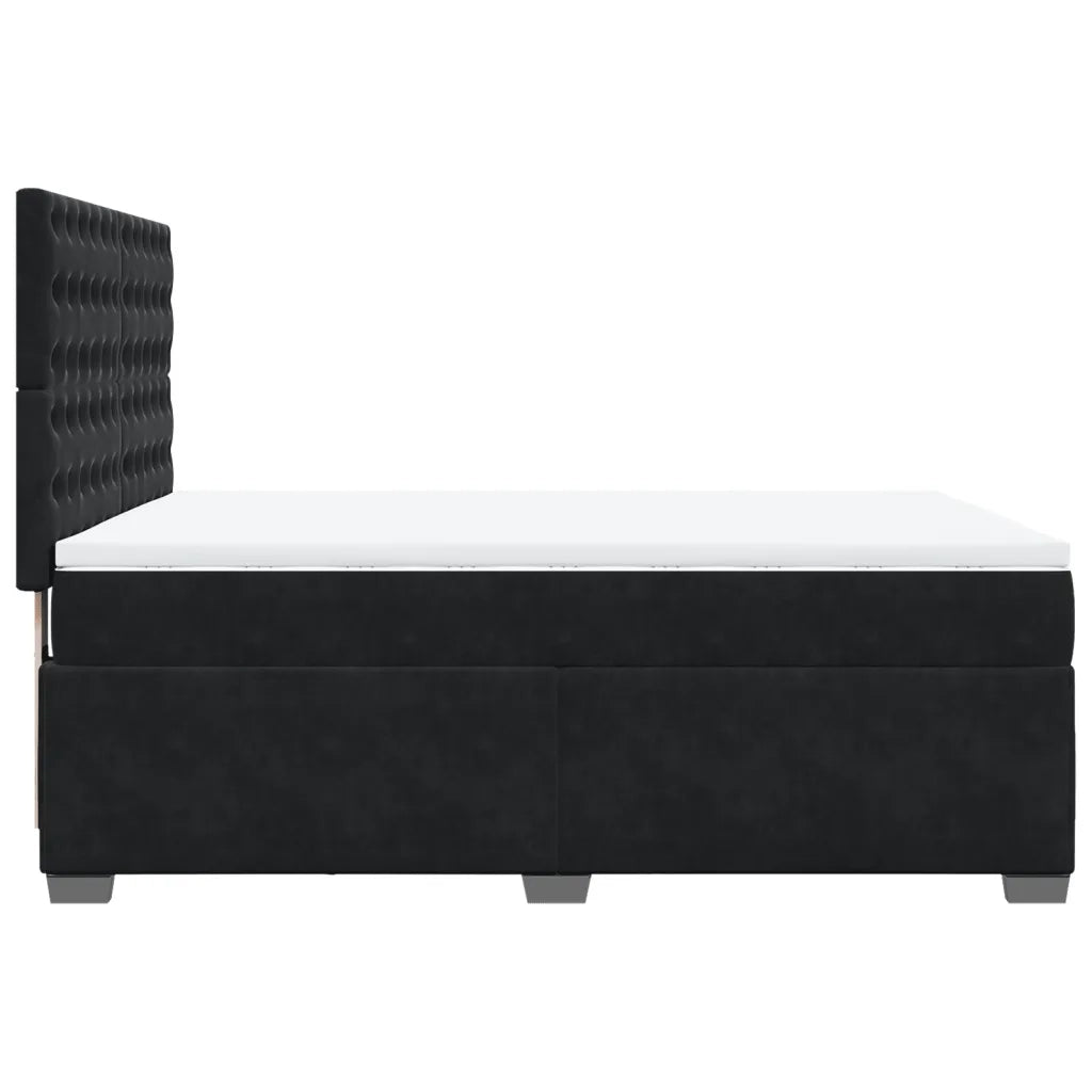 vidaXL Giroletto a Molle con Materasso Nero 160x200 cm in Velluto