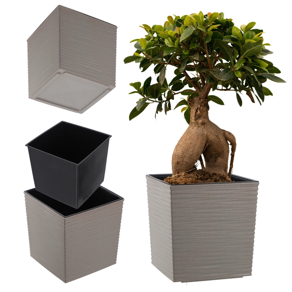 Vaso da fiori KADAX, vaso da fiori, 19 cm, coperchio in plastica grigia, con inserto