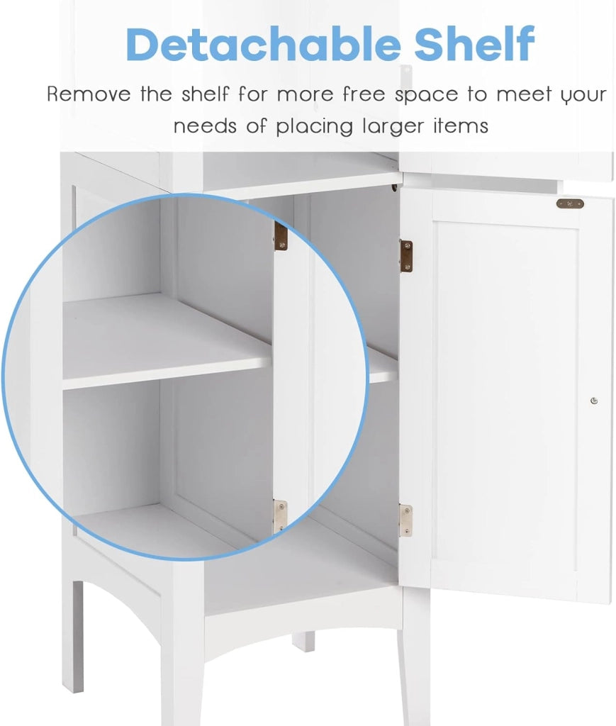 Mobile Portaoggetti da Bagno a 5 Livelli con Ante e Scomparti, Organizer per WC, Cucina e Soggiorno, 38 x 38 x 160 cm, 3 Colori