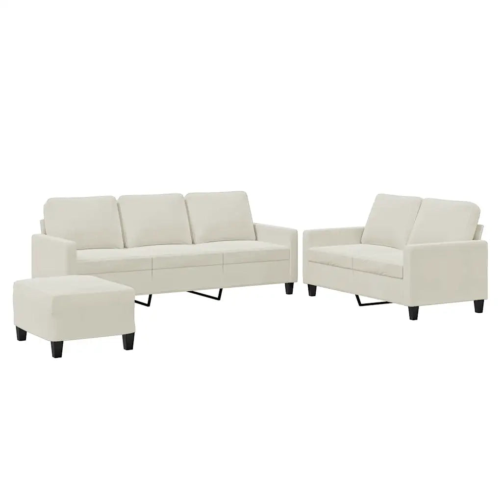 Set di Divani 3 pz con Cuscini Crema in Velluto 3201534
