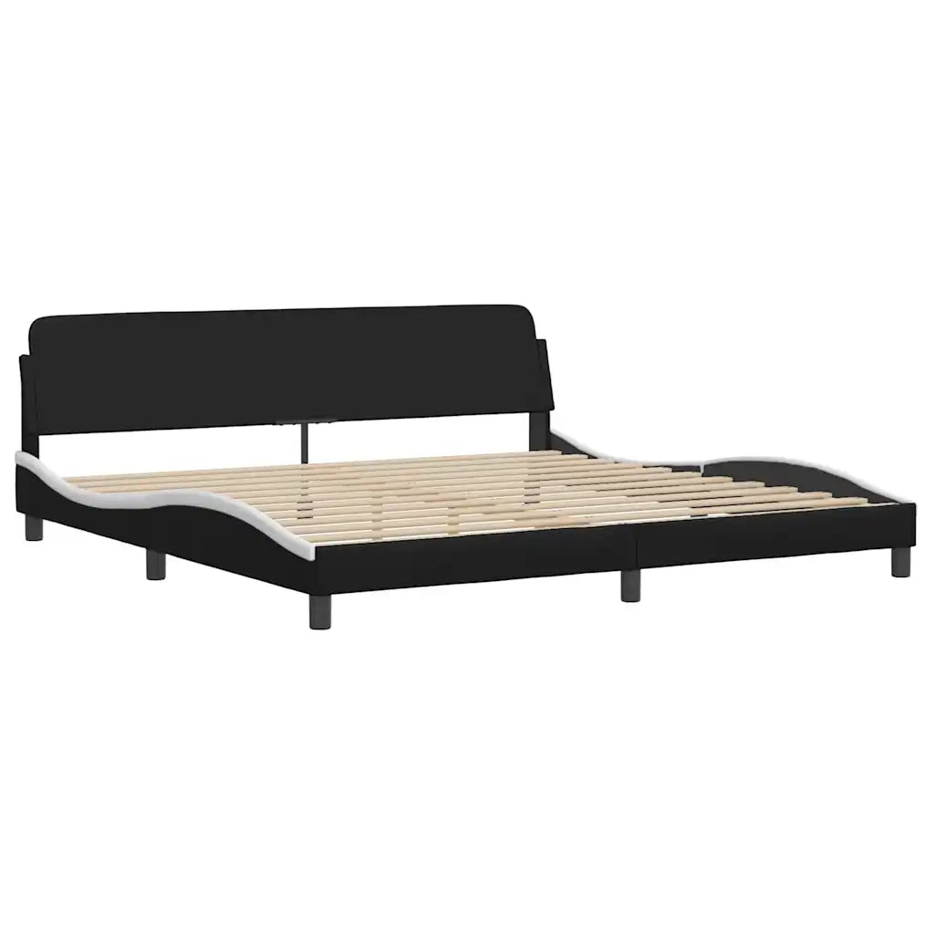 Letto matrimoniale | Letto per adulti | Giroletto senza Materasso Hvar Bianco e Nero 200x200 cm in Similpelle