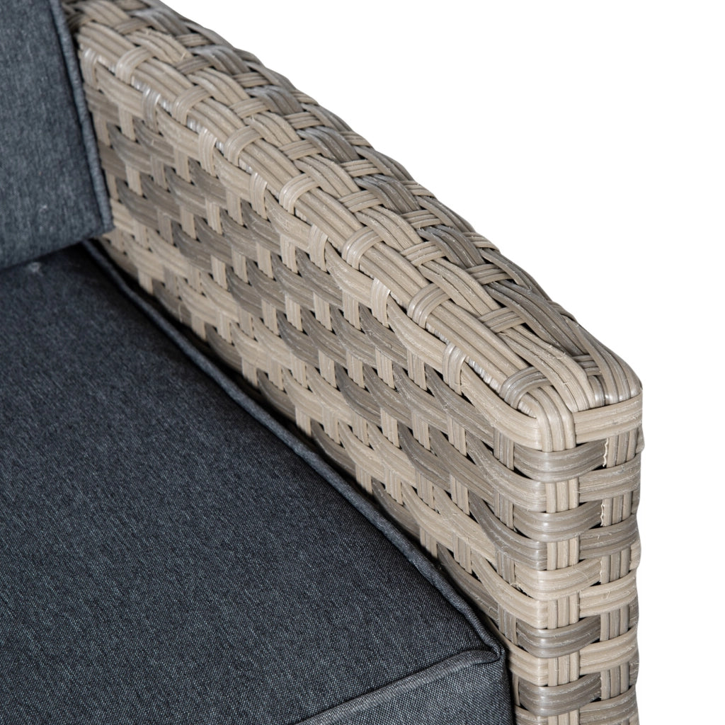 Set Salotto da Giardino in Rattan PE con Divano 3 Posti, 2 Poltrone, 2 Sgabelli e Tavolo, Grigio