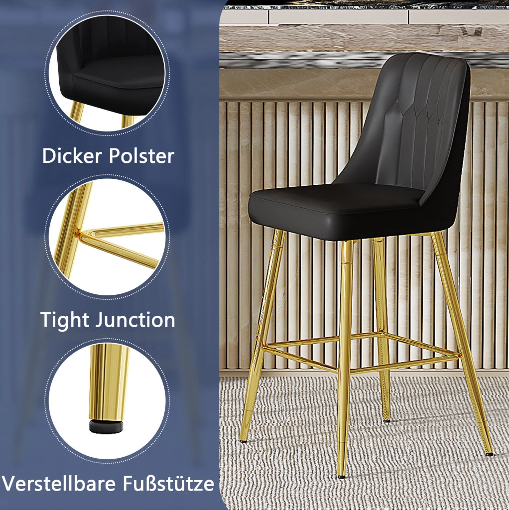 SGABELLI BAR Set da 2 pezzi h 100 cm in PU nero e metallo oro